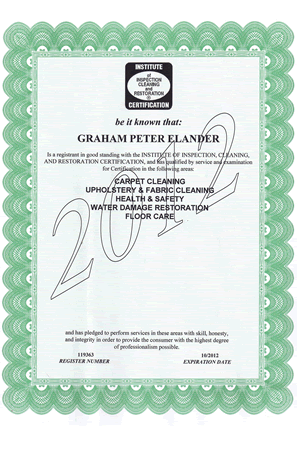 IICRC Certification for Elander Carpet Cleaning
